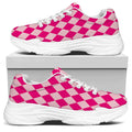 Pink Harlequin Pattern Print White Chunky Shoes