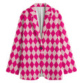 Pink Harlequin Pattern Print Women's Cotton Blazer