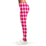 Pink Harlequin Pattern Print Women's Leggings