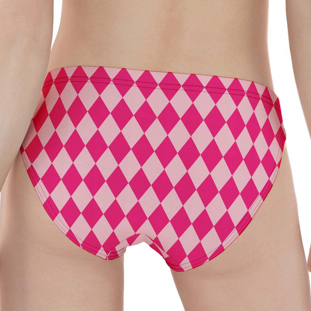 Pink Harlequin Pattern Print Women's Panties