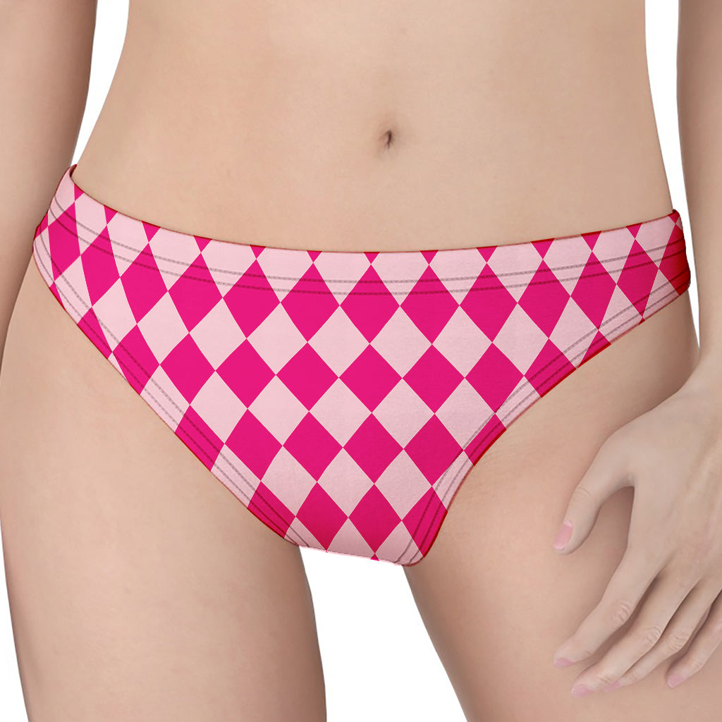 Pink Harlequin Pattern Print Women's Thong