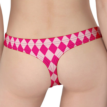 Pink Harlequin Pattern Print Women's Thong