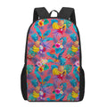 Pink Hawaiian Fruits Pattern Print 17 Inch Backpack