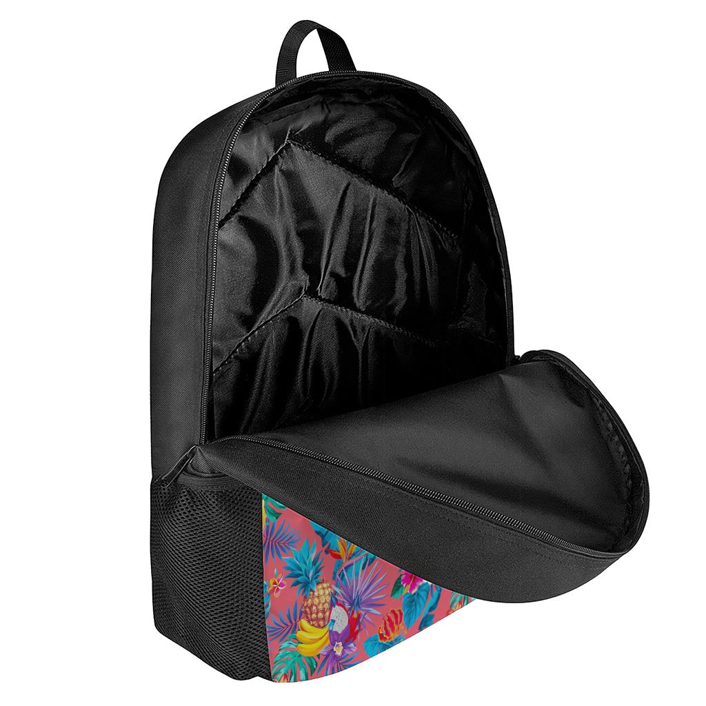 Pink Hawaiian Fruits Pattern Print 17 Inch Backpack