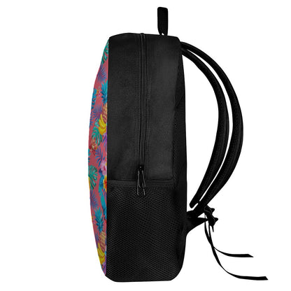 Pink Hawaiian Fruits Pattern Print 17 Inch Backpack