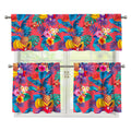 Pink Hawaiian Fruits Pattern Print 3 Piece Kitchen Curtains