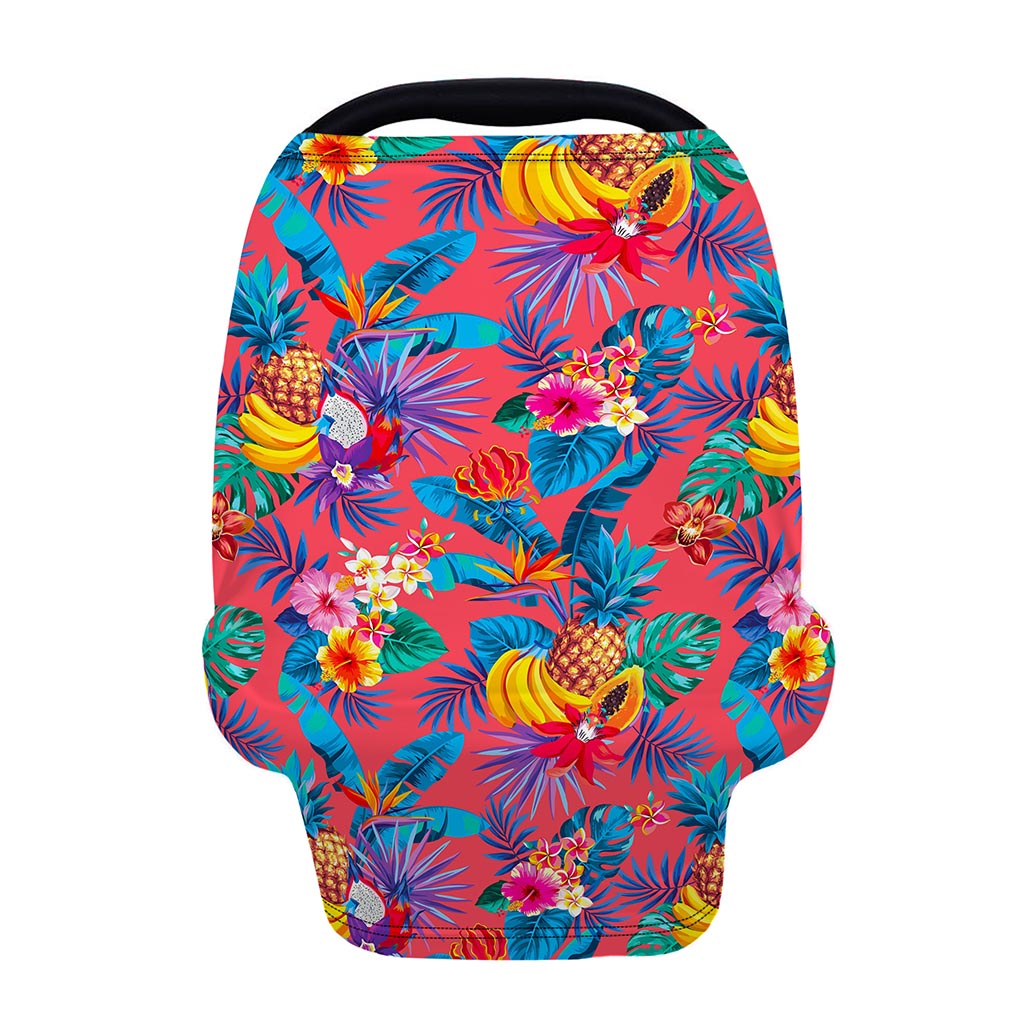 Pink Hawaiian Fruits Pattern Print Baby Seat Cover