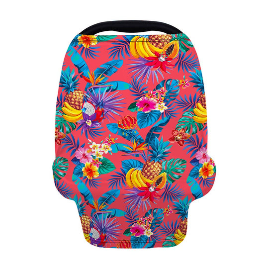Pink Hawaiian Fruits Pattern Print Baby Seat Cover