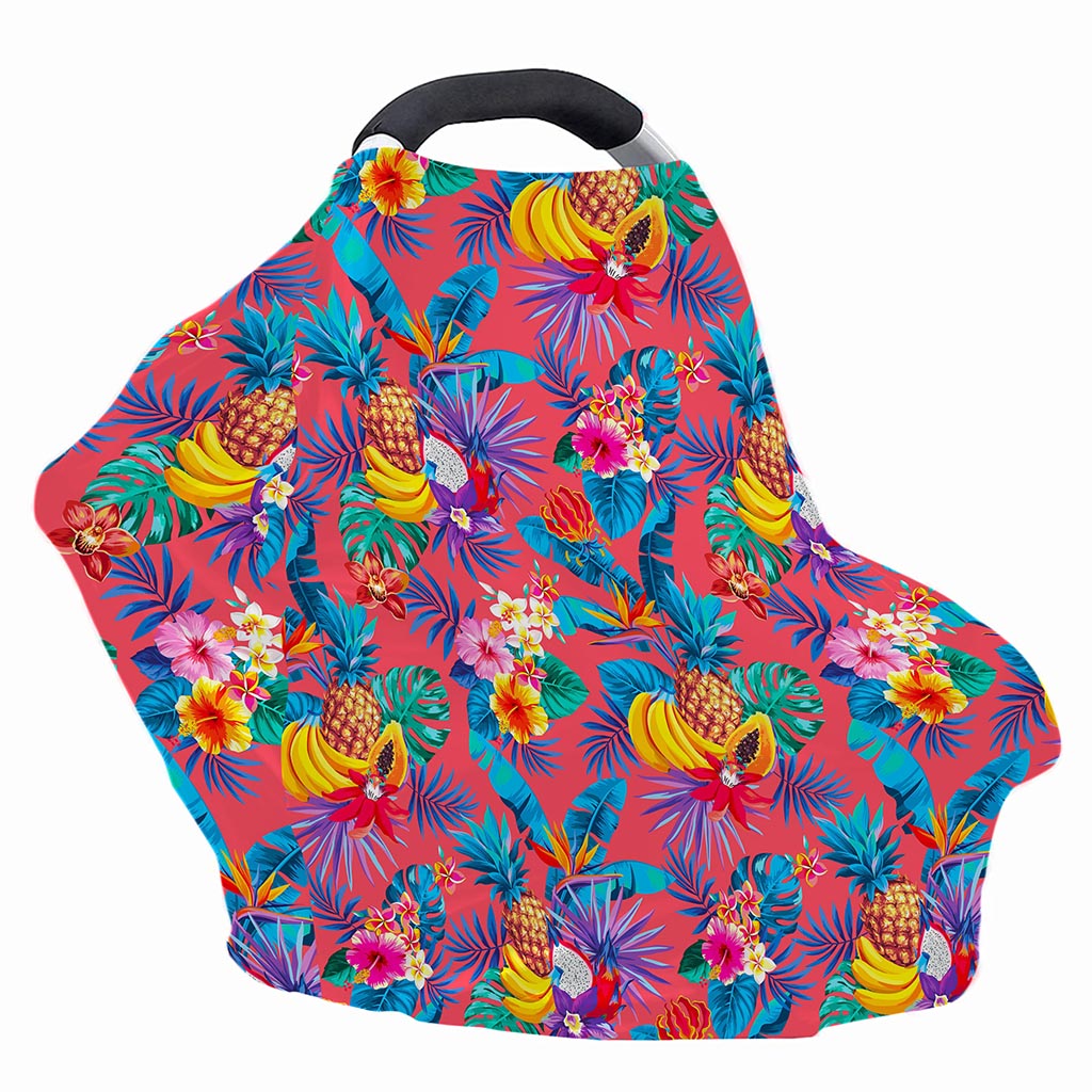 Pink Hawaiian Fruits Pattern Print Baby Seat Cover
