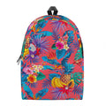Pink Hawaiian Fruits Pattern Print School Backpack