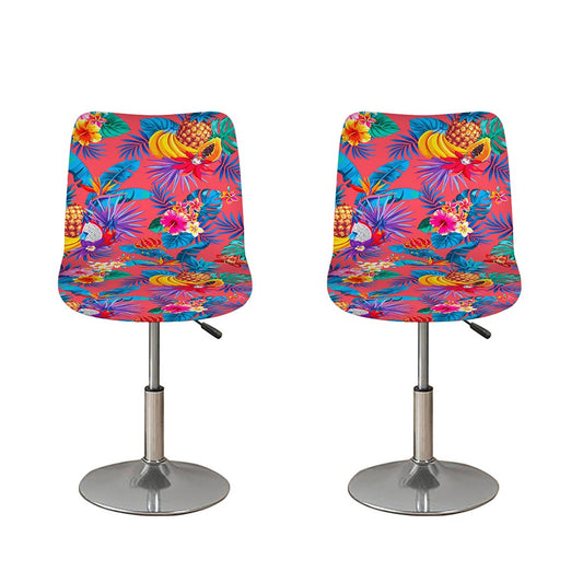 Pink Hawaiian Fruits Pattern Print Bar Stool Covers