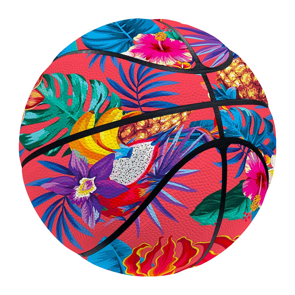 Pink Hawaiian Fruits Pattern Print Basketball