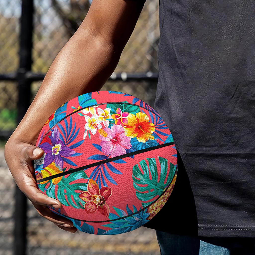 Pink Hawaiian Fruits Pattern Print Basketball