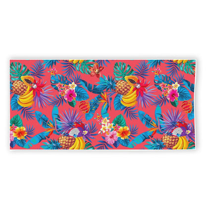 Pink Hawaiian Fruits Pattern Print Beach Towel