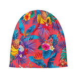 Pink Hawaiian Fruits Pattern Print Beanie