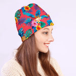 Pink Hawaiian Fruits Pattern Print Beanie