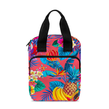 Pink Hawaiian Fruits Pattern Print Bible Tote Bag