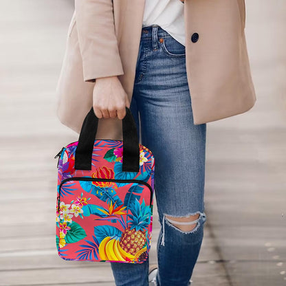 Pink Hawaiian Fruits Pattern Print Bible Tote Bag