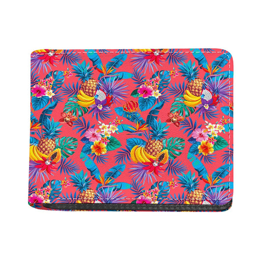Pink Hawaiian Fruits Pattern Print Bifold Wallet