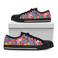 Pink Hawaiian Fruits Pattern Print Black Low Top Sneakers