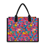 Pink Hawaiian Fruits Pattern Print Canvas Tote Bag