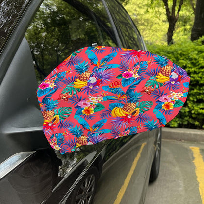 Pink Hawaiian Fruits Pattern Print Car Side Mirror Covers