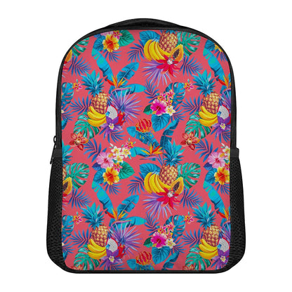 Pink Hawaiian Fruits Pattern Print Casual Backpack