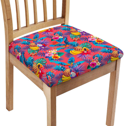 Pink Hawaiian Fruits Pattern Print Chair Cushion Cover