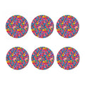 Pink Hawaiian Fruits Pattern Print Coaster Set