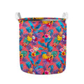 Pink Hawaiian Fruits Pattern Print Collapsible Laundry Basket