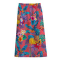 Pink Hawaiian Fruits Pattern Print Cotton Front Slit Maxi Skirt