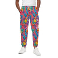 Pink Hawaiian Fruits Pattern Print Cotton Sweatpants