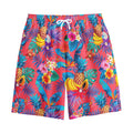 Pink Hawaiian Fruits Pattern Print Cotton Shorts