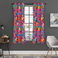 Pink Hawaiian Fruits Pattern Print Grommet Curtain Panels