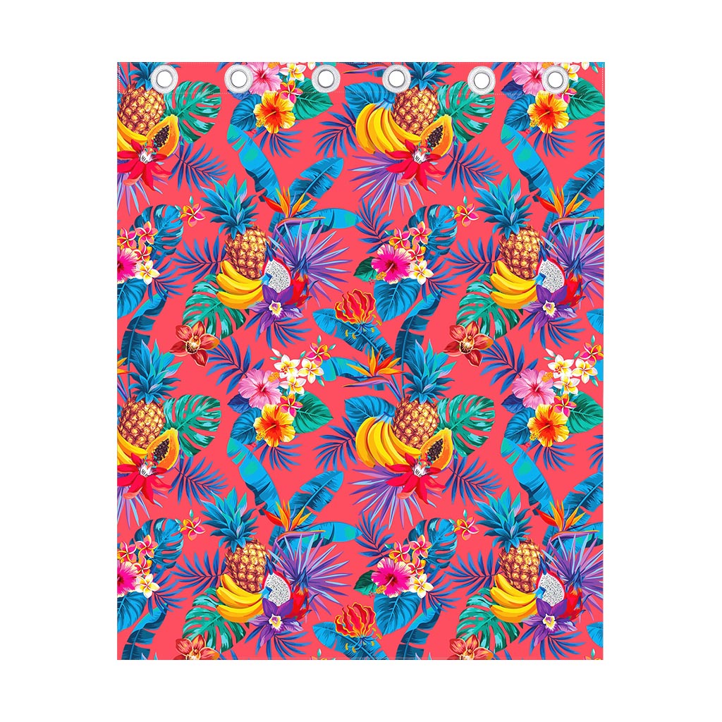 Pink Hawaiian Fruits Pattern Print Curtain