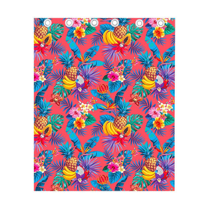 Pink Hawaiian Fruits Pattern Print Curtain
