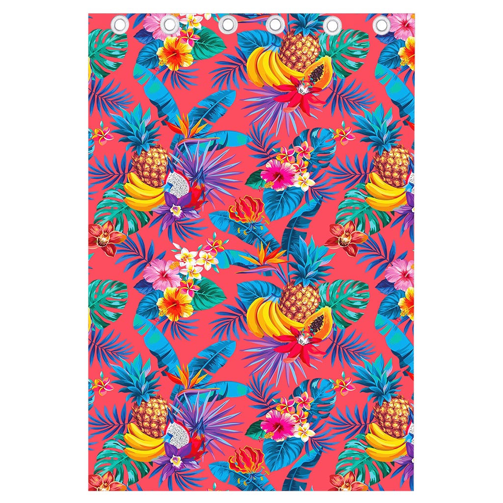 Pink Hawaiian Fruits Pattern Print Curtain