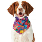 Pink Hawaiian Fruits Pattern Print Dog Bandana