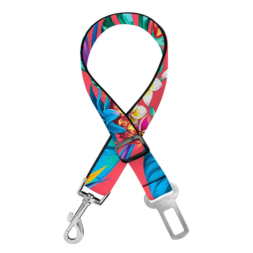 Pink Hawaiian Fruits Pattern Print Dog Seat Belt