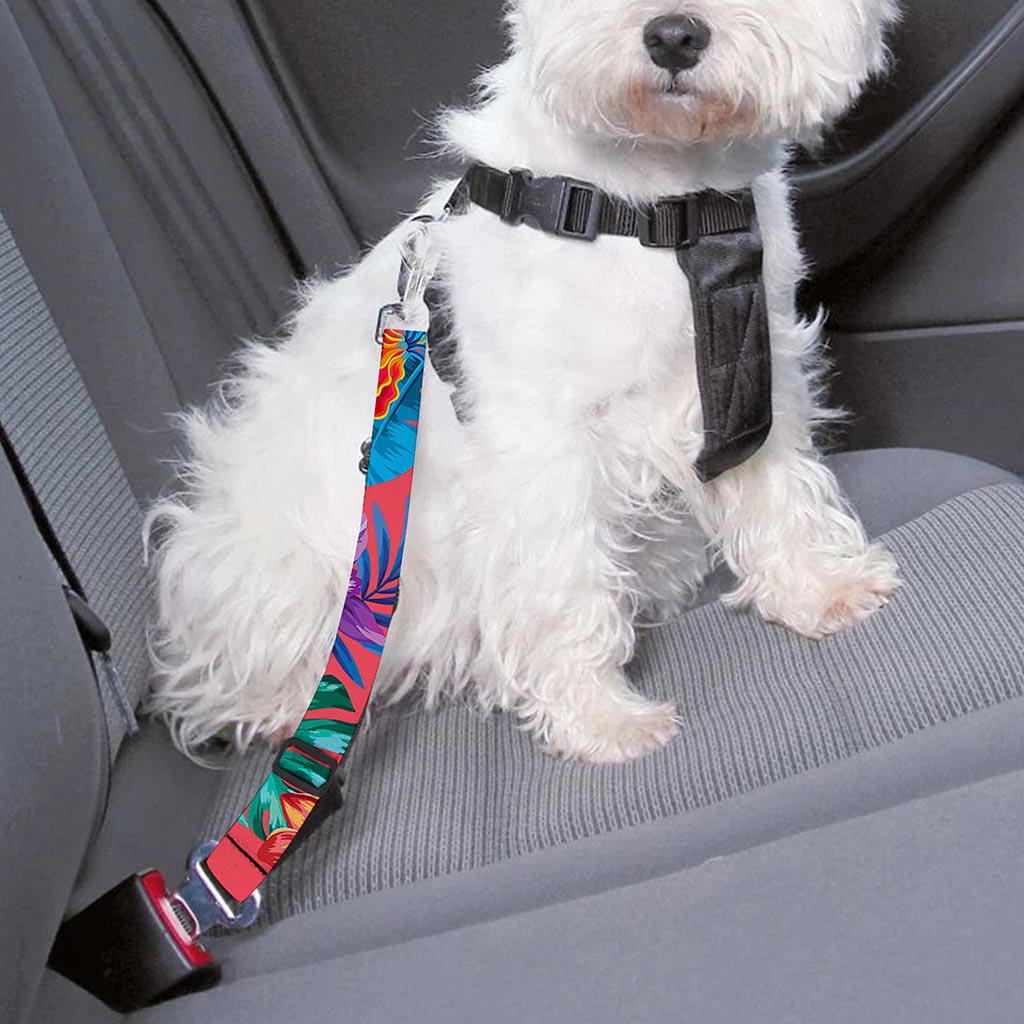 Pink Hawaiian Fruits Pattern Print Dog Seat Belt