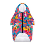 Pink Hawaiian Fruits Pattern Print Dog Zip Up Hoodie