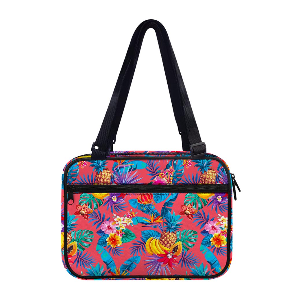 Pink Hawaiian Fruits Pattern Print Double Strap Bible Bag