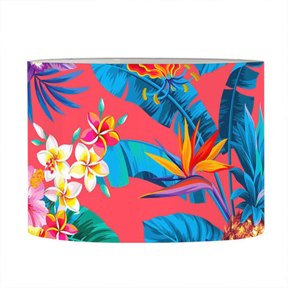 Pink Hawaiian Fruits Pattern Print Drum Lamp Shade