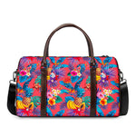 Pink Hawaiian Fruits Pattern Print Duffle Bag