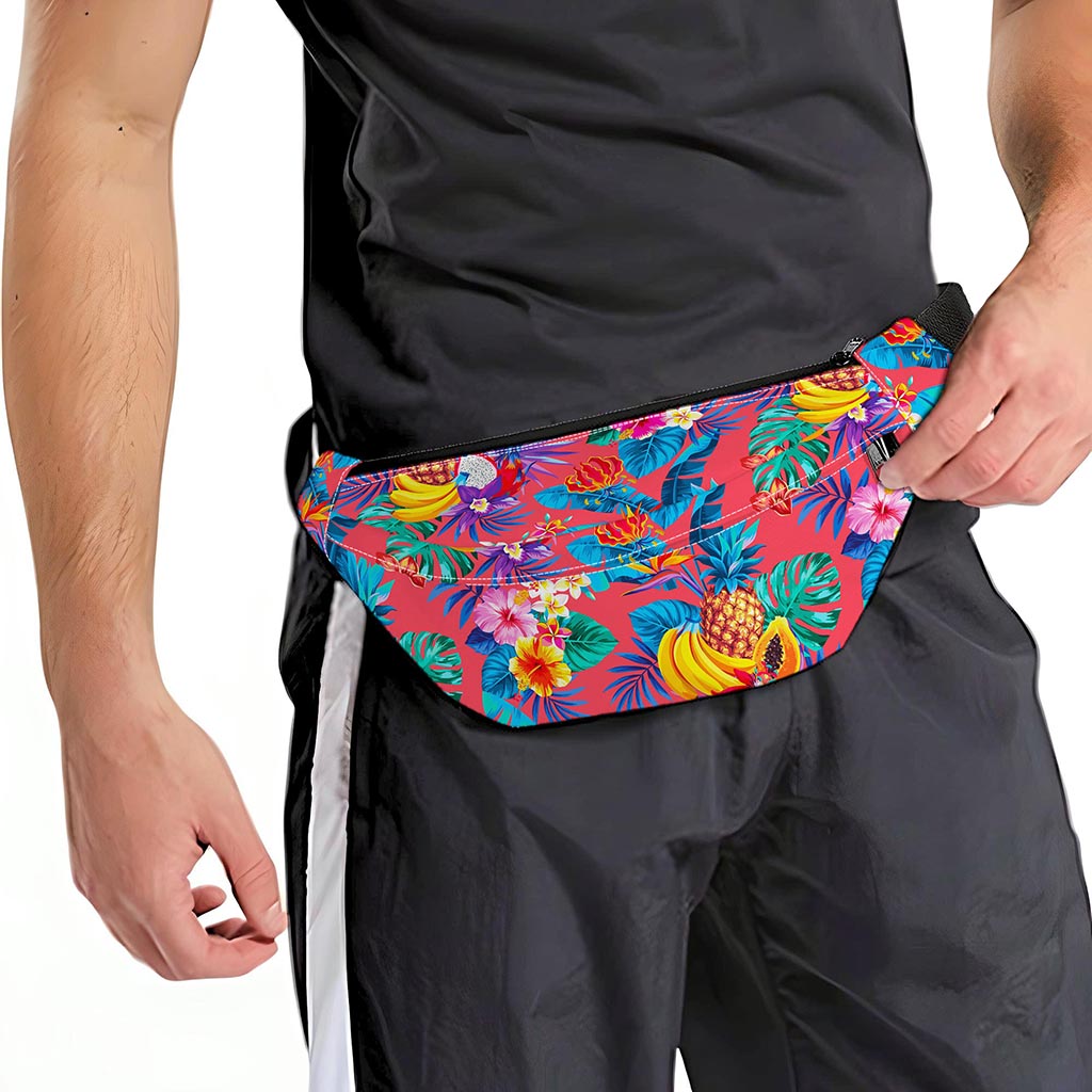 Pink Hawaiian Fruits Pattern Print Fanny Pack