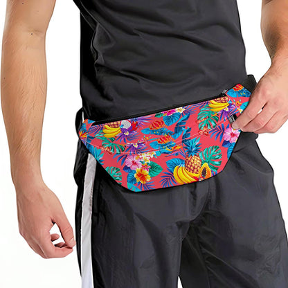 Pink Hawaiian Fruits Pattern Print Fanny Pack