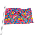 Pink Hawaiian Fruits Pattern Print Flag