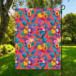 Pink Hawaiian Fruits Pattern Print Garden Flag