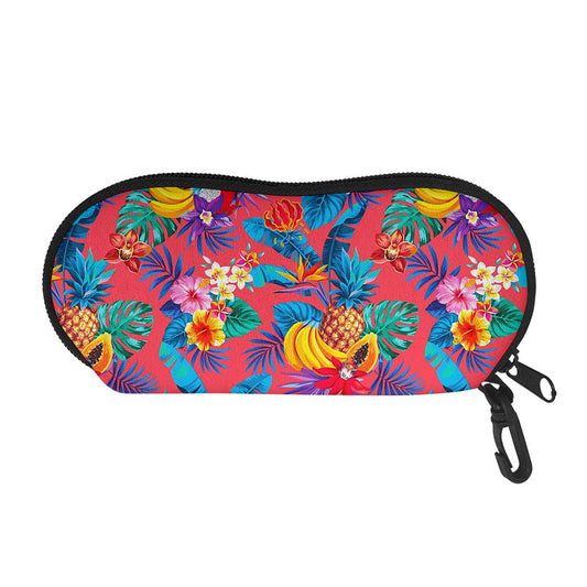 Pink Hawaiian Fruits Pattern Print Glasses Case