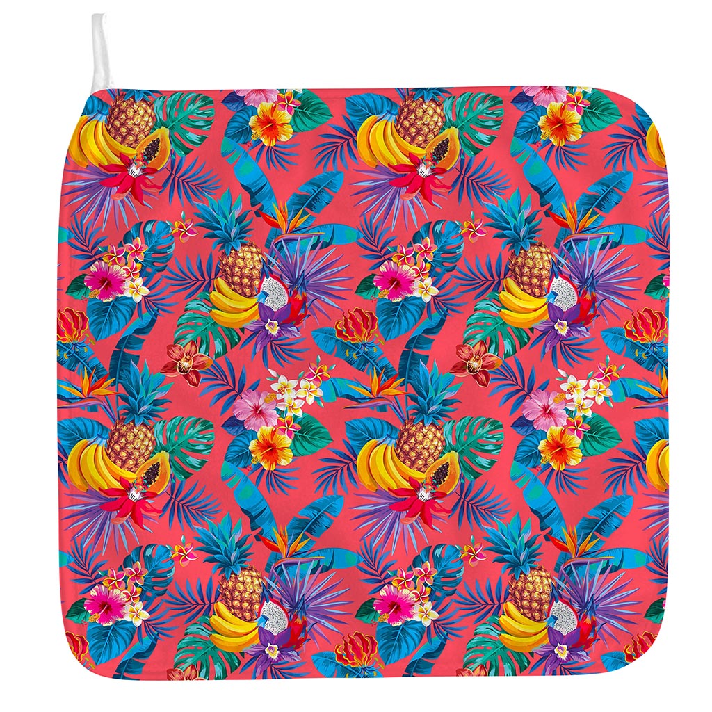 Pink Hawaiian Fruits Pattern Print Hand Towel